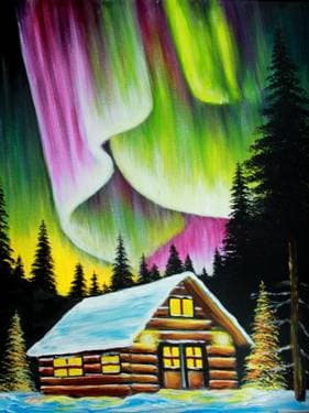 Northern Lights With Cabin 2 - Paint Nite event in Coquitlam, BC