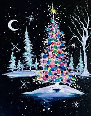 Snowy Christmas Night — Painting