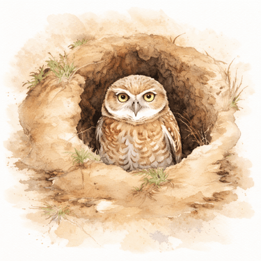 WATERCOLOR Shy Owl with Jade Scarlett