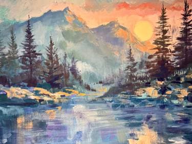 Teal Mountain Majesty - Paint Nite event in Port Moody, BC
