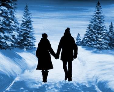 A Couple Walking In the Snow - Paint Nite event in Mississauga, ON