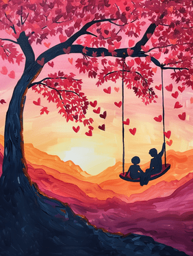 Swinging into Love - Paint Nite event in Los Angeles , CA