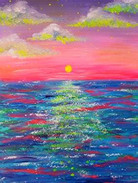 Neon Ocean Tides Sunset - Paint Nite event in Pointe-Claire, QC