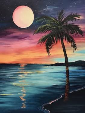 Sorbet Sunset Palm Tree Beach - Paint Nite event in Saint-Hubert, QC