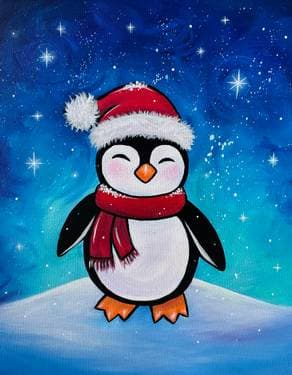 Frosty the Penguin - Paint Nite event in Calgary , AB