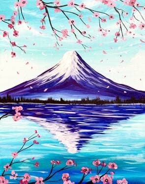 Cherry Blossoms at Mount Fuji - Paint Nite event in Northridge, CA