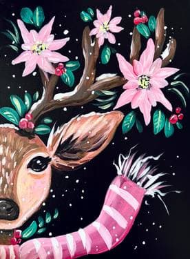 Festive Winter Holiday Deer - Paint Nite event in Corona, CA