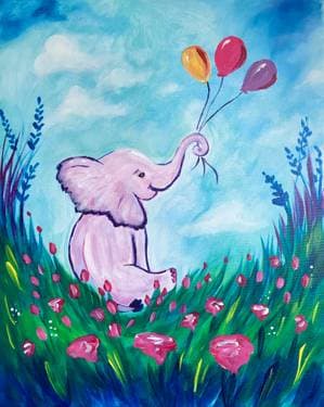 Baby Elephant Balloons - Paint Nite event in Gatineau, QC