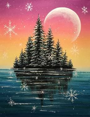 Frosted Winter Island - Paint Nite event in Davenport, IA