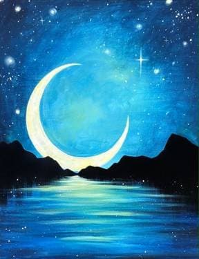 Crescent Moon Blues - Paint Nite event in Kenosha, WI