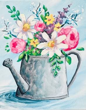 Watering Pot Flowers - Paint Nite event in Richmond, BC