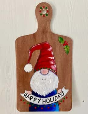 Happy Holidays Gnome: 12" Decorative Cutting Board