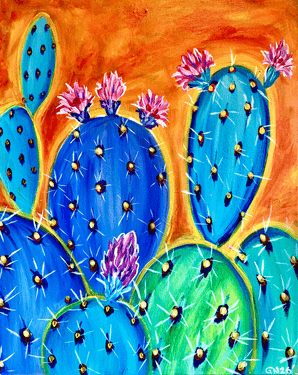Colorful Cactus Bloom - Paint Nite event in SALT LAKE CTY, UT