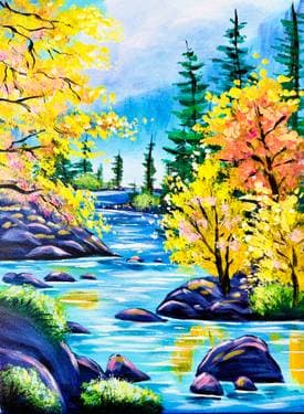 Mystic Autumn River - Paint Nite event in Markham, ON