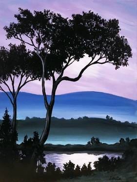 "Mauve Moonlit Sky" — Painting
