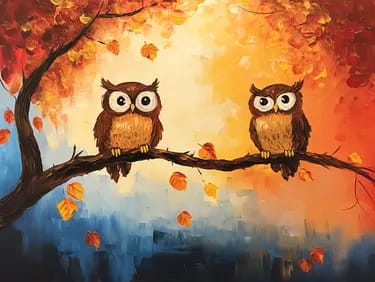 Feathered Fall Friends — Painting