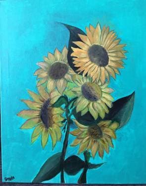Sunflower on Brighter day - Paint Nite event in Pasadena , CA