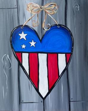 Patriotic Barn Wood Heart - Paint Nite event in San Jose, CA