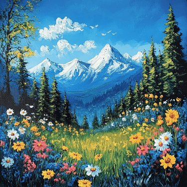 Mountain Spring Majesty - Paint Nite event in Langley, BC