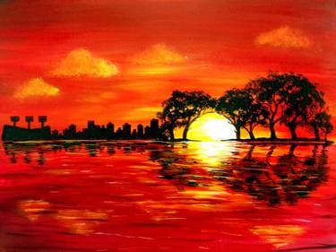 Paradise City Sunset - Paint Nite event in Davenport, IA