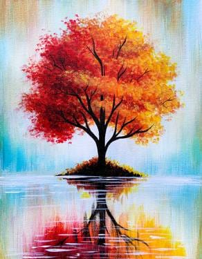 10/08/2026 Autumn Tree Reflections Paint Nite UPSTAIRS at Marquart’s Landing — Painting