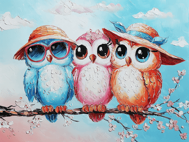 Beachy Owl Babes by the Sea at Mtn. Mike's on Cleveland in SRosa — Painting