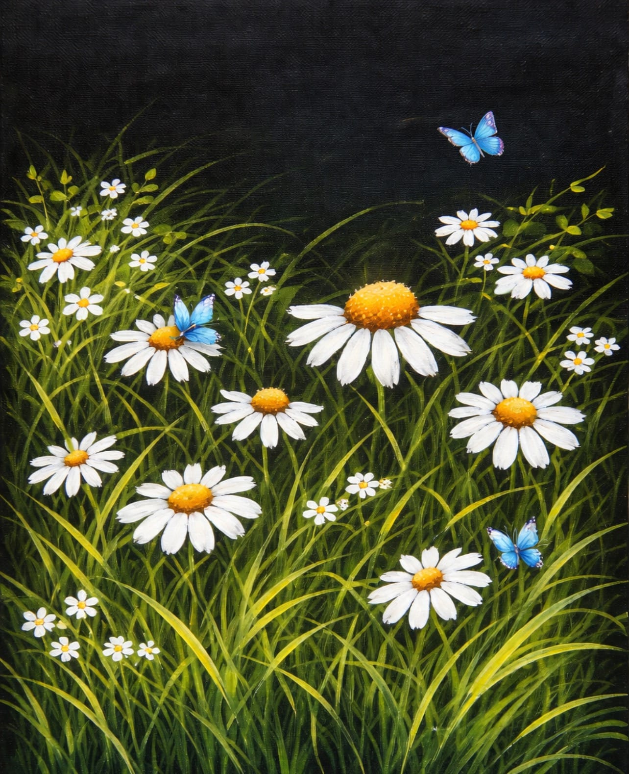 Daisies and Butterflies — Painting